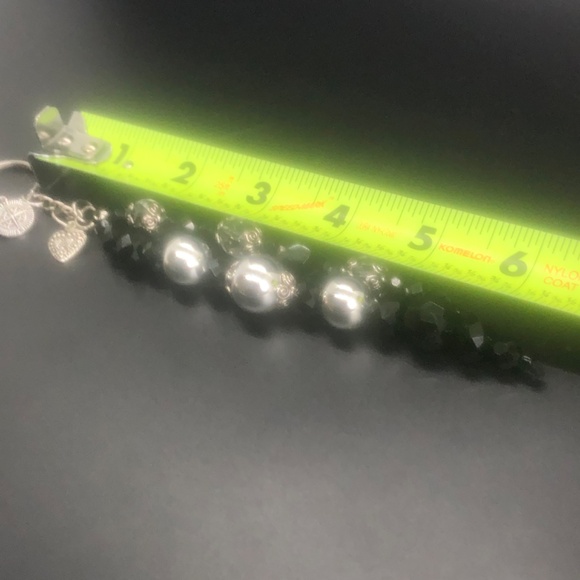 Beaded Keychain | 3 Strands w/ Black Faceted Onyx, Seed Beads + Heart & Compass - Picture 11 of 16